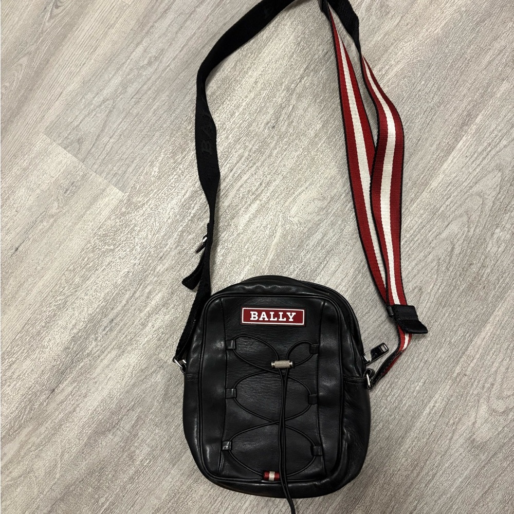 Bally Black Messenger Bag with Red Accents